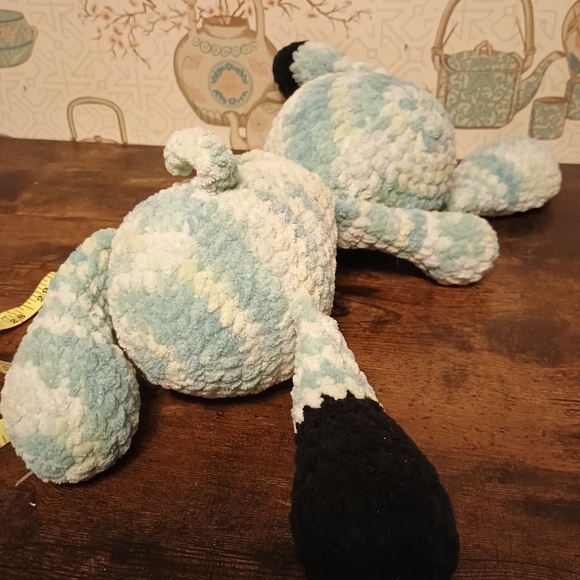 Handmade Crochet Plushie Stuffed Animal Dog 15in Blue And Black - Picture 8 of 12